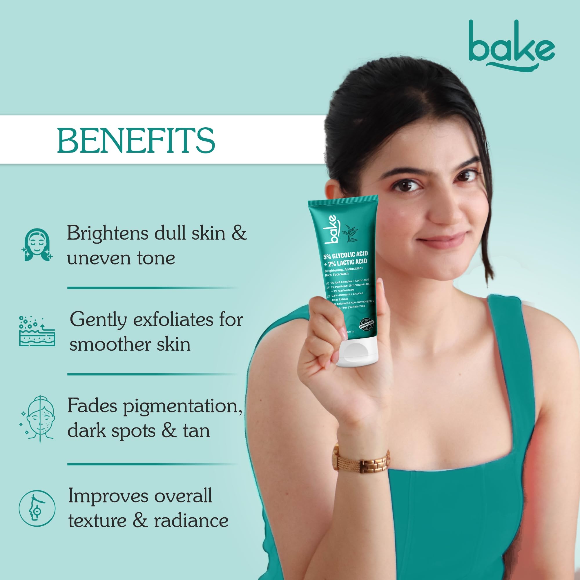 BAKE 2% Glycolic Acid Face Wash For Dark Spots & Pigmentation, 100 ml (Pack of 1) - Image 2