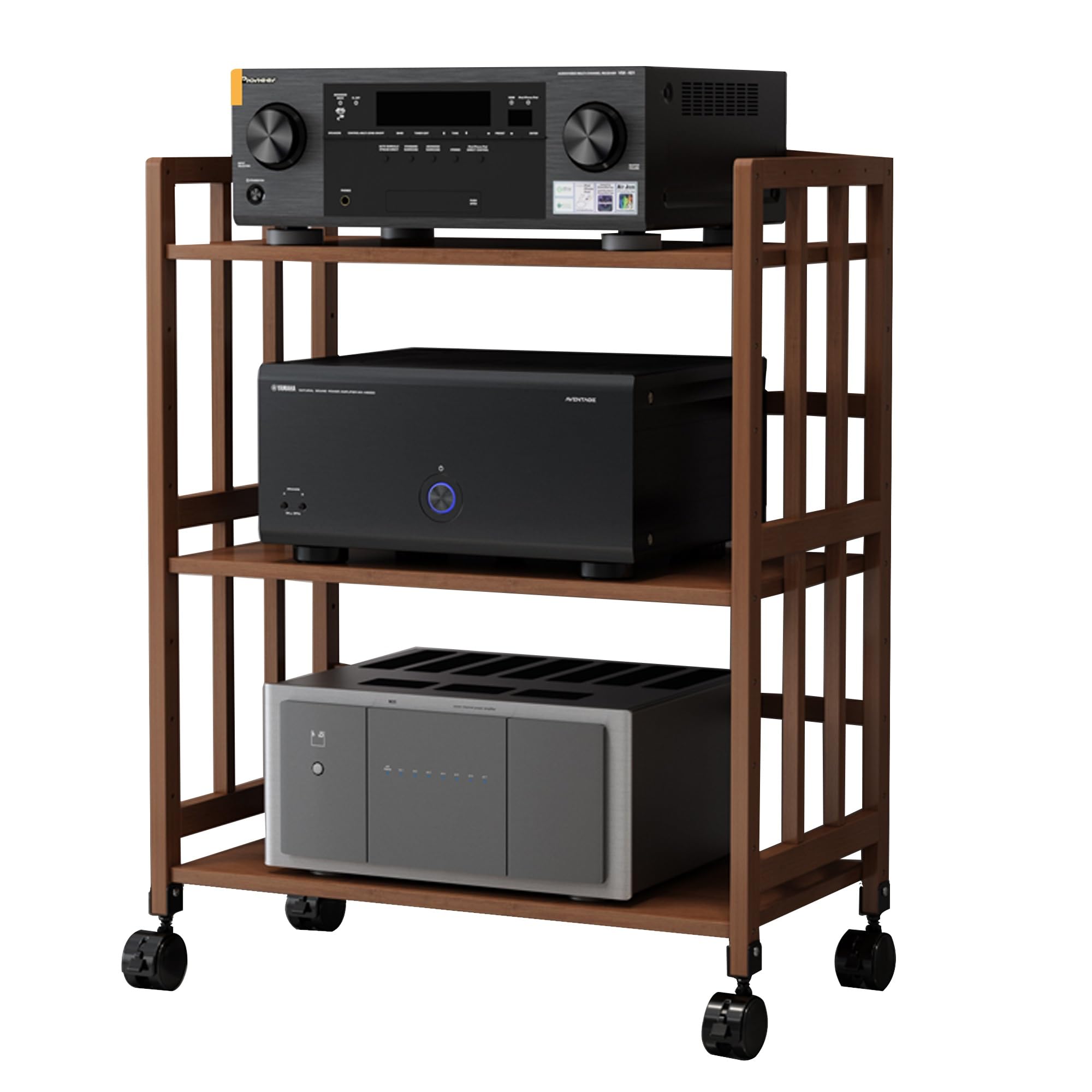 Support pour tourne-disque 3 niveaux et meuble de rangement vinyle hifi