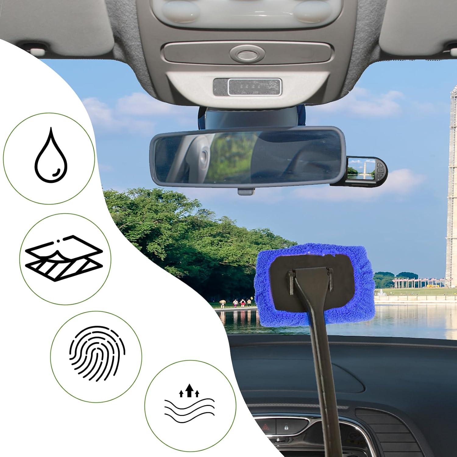 5 PCS Microfiber Cleaning Cloth for Windshield Cleaner, Reusable Microfiber Pads for Car Window Cleaning Tools, Interior Auto Glass Bonnets, Soft Lint-Free Washing Covers Fit 4X6 Inch Tools (Blue)