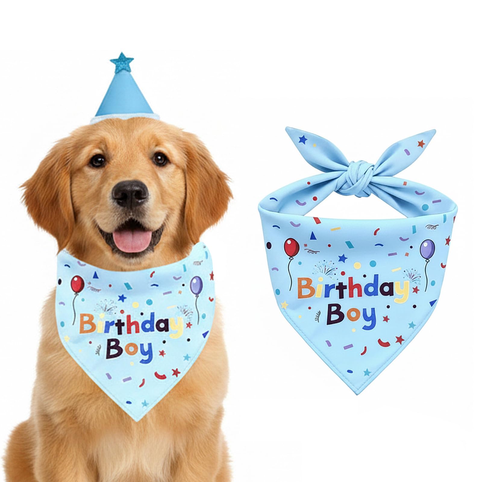 1 Set Decorazioni per Compleanno Cane, Bandana Cane, Sciarpa e Cappellino da Festa per Cani, Bavaglino per Cani per Compleanno, Accessori per Cappello di Compleannos (blu)