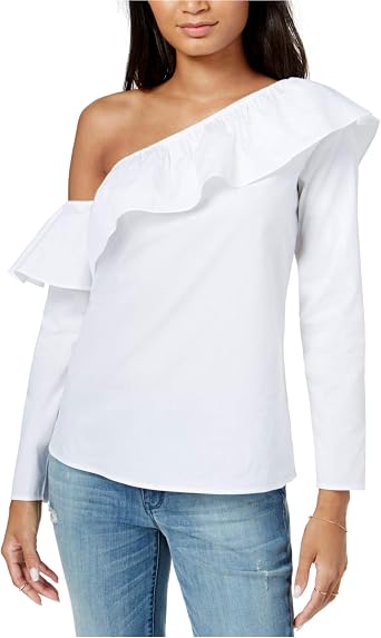 Maison Jules Womens Ruffle Knit Blouse