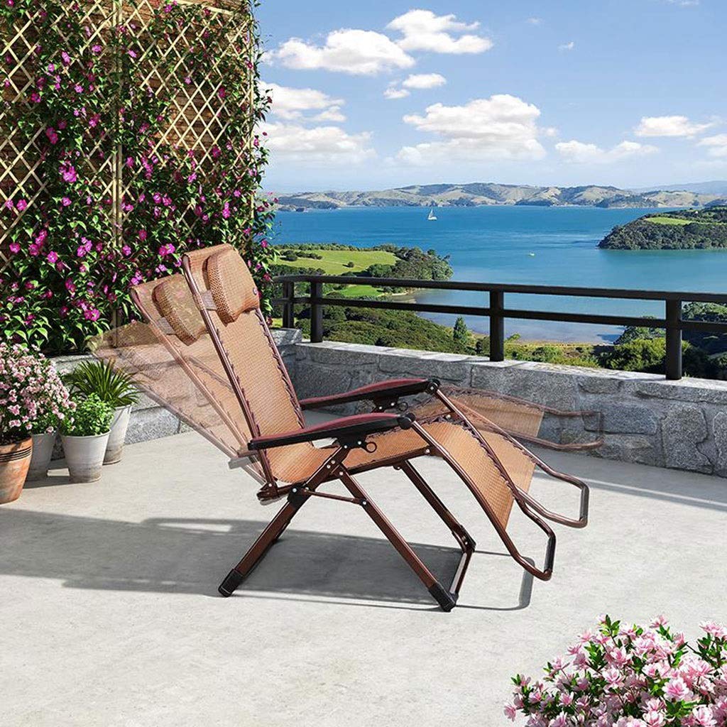 Chaise longue de jardin inclinable pliante avec coussin lot de 2