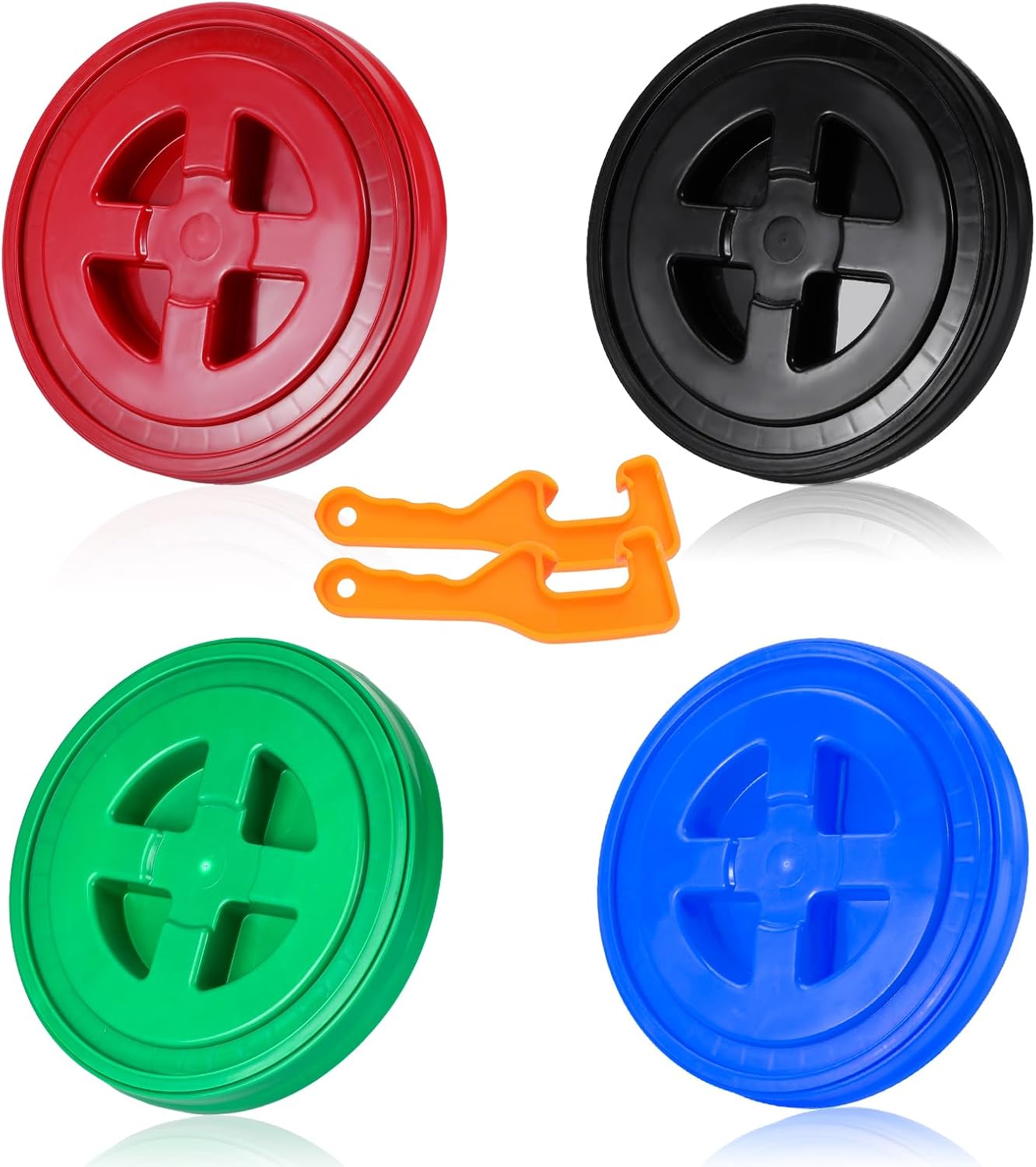 4 Pieces 5 Gallon Bucket Lid with Bucket Lid Opener,Plastic Storage Bucket Leak-Proof Screw Seal Lids,Pet Food Storage Container Lid for Home Paint Storage Buckets