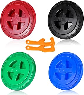 4 Pieces 5 Gallon Bucket Lid with Bucket Lid Opener,Plastic Storage Bucket Leak-Proof Screw Seal Lids,Pet Food Storage Container Lid for Home Paint Storage Buckets