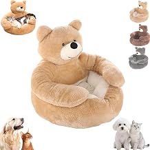 Teddy Bear Dog Bed with Hugging Arms, Bear Hug Cuddler - Plush Cat & Dog Bed, Ultra Soft Plush Pet Sofa, with Washable Cover & Non-Slip Bottom, for Cats (Brown,L)
