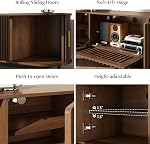Awescuti 78.7" Mid Century Modern TV Stand for 75-85" TV, Fluted Entertainment Center with Sliding Doors & Adjustable Shelves, Large Storage Media Console for Living Room, Bedroom, Assembly Required