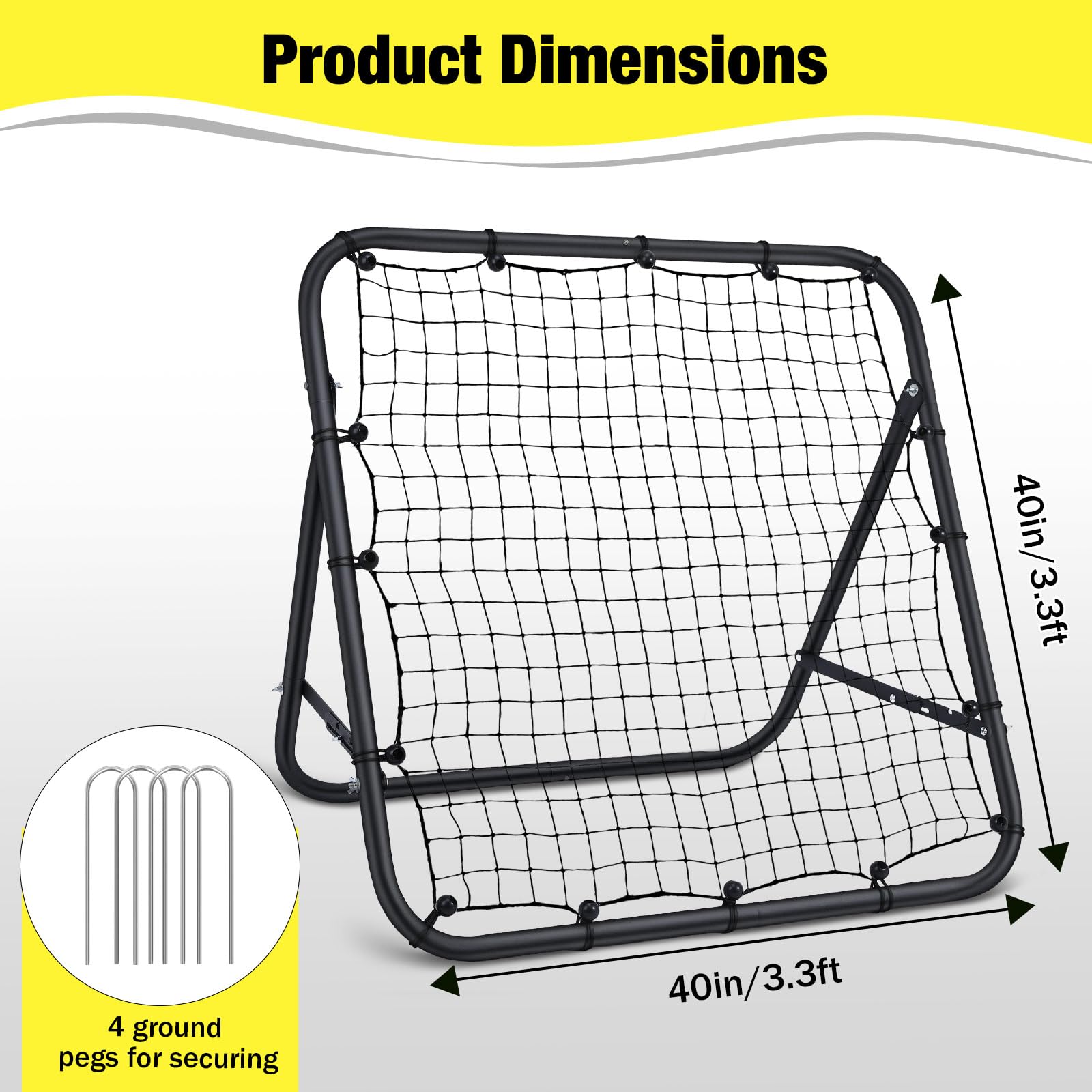 MoKo Rebounder für Fußball, 100 x100 cm Fußball Rebounder Netz, Tragbares Rückprallnetz Fußbälle Trainingsgeschenke, Hilfsmittel & Ausrüstung für Garten, Rasen, Jugendliche & Erwachsene