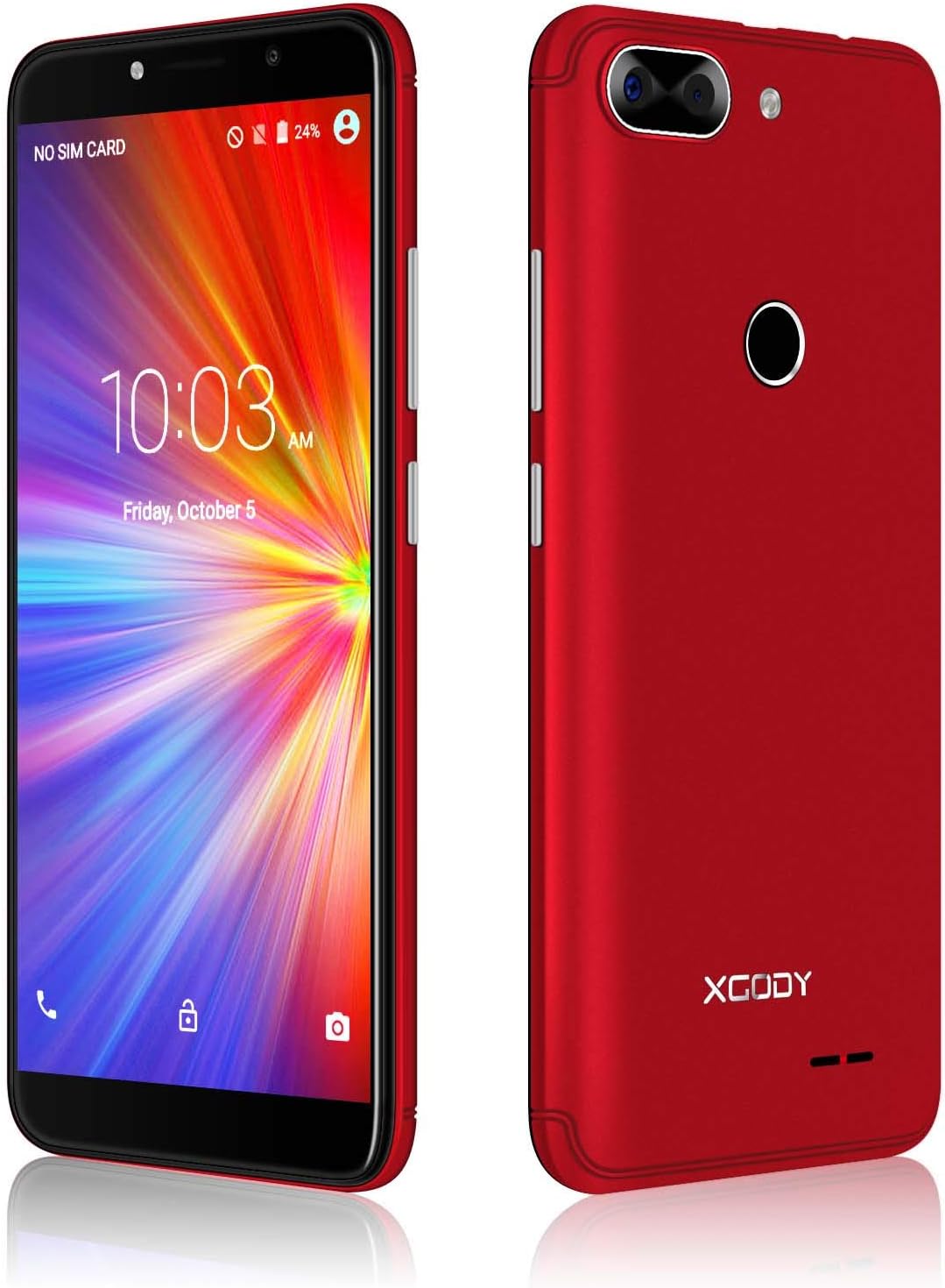Xgody D27 Unlocked 3G Cell Phones 5.5" IPS Display Dual 5MP Cameras Global GSM Band for T-Mobile/AT&T/MetroPCS 8GB Android 7.0 (Red, 5.5 inch)