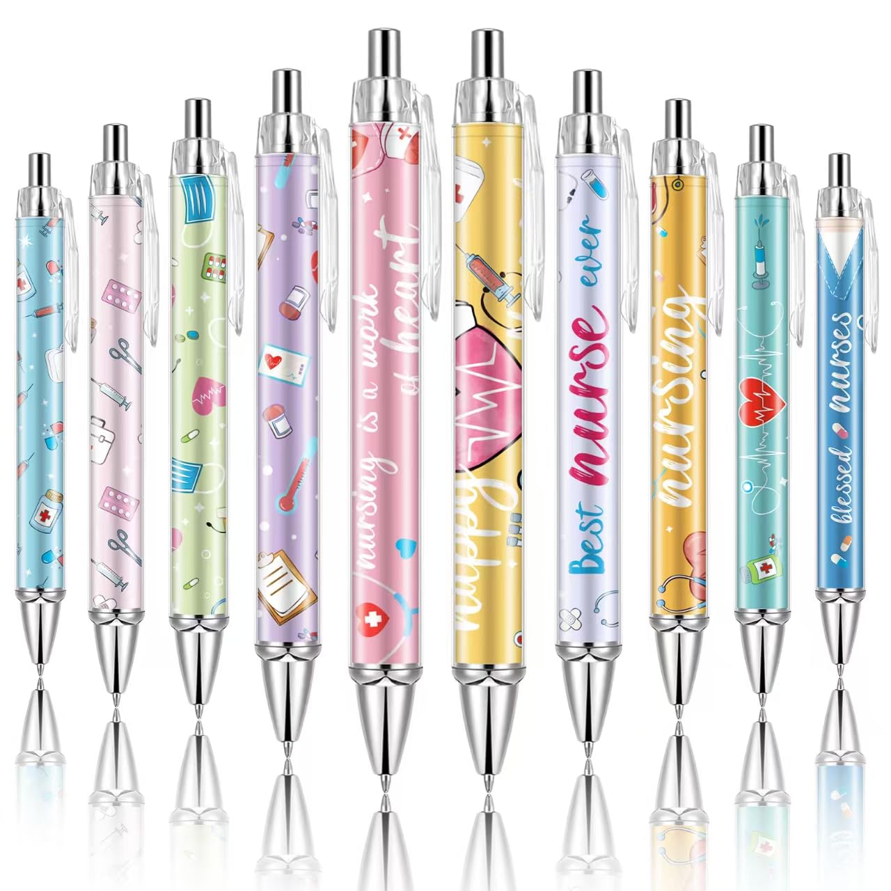 Lebsitey 30 Pcs Funny Nurse Pens Bulk Lovely Cartoon Nurse Ballpoint Pen Retractable Black Ink Nursing Pens Nursing Gifts for Nurses Medical Assistant