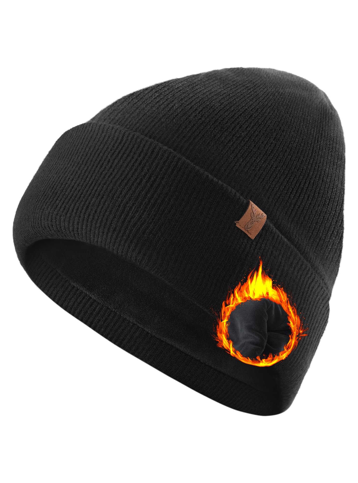 TRENDOUX Czapka zimowa beanie dla mężczyzn i kobiet: wełna merynosów, uniseks, termiczna czapka z dzianiny z polarową podszewką, elastyczna, oddychająca, na co dzień