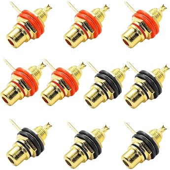 RCA Socket Mounting Memory 5x Black + 5x Red RCA Compatible Installation Sockets for HIFI Audio Connections
