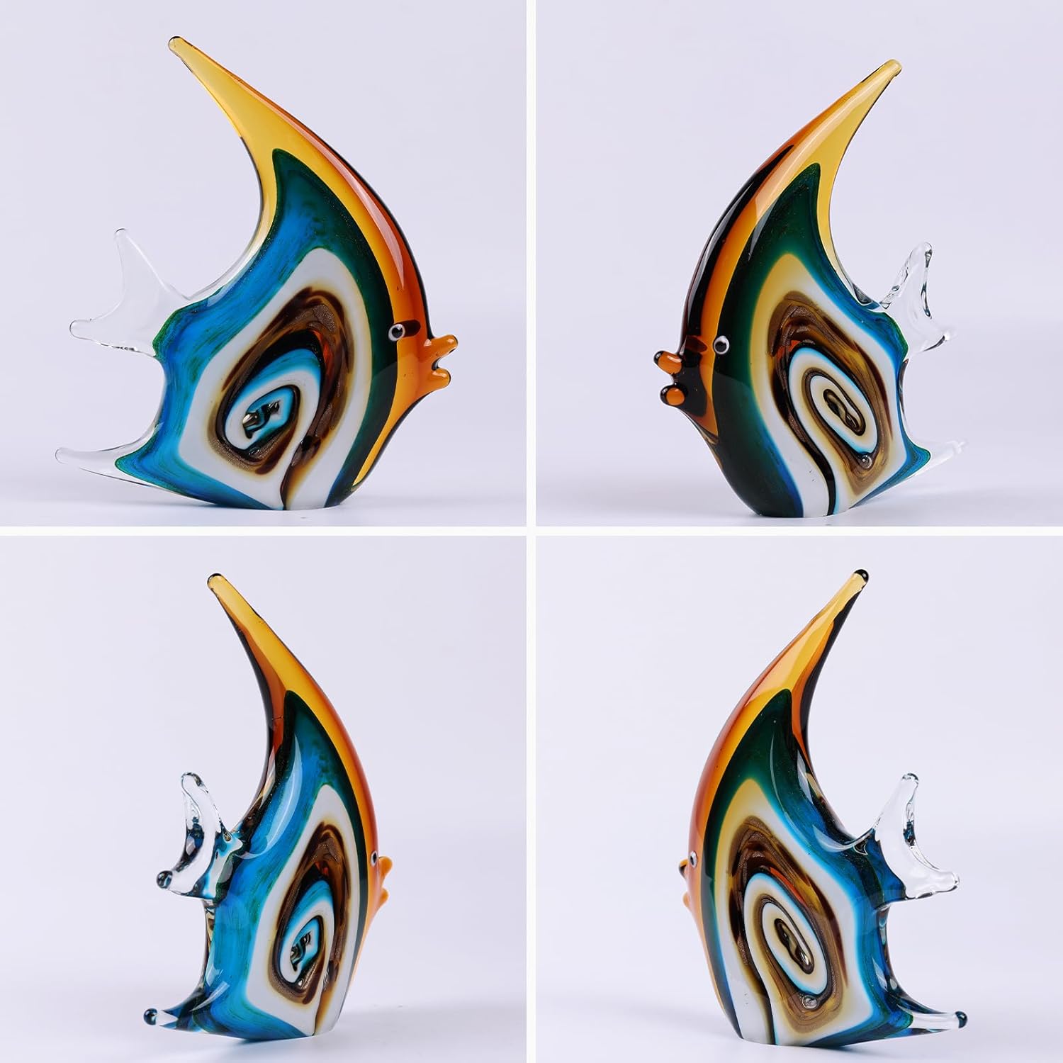 DOVDOV Hand Blown Glass Fish Sculpture, red and Colorful Glass Fish Decorations, Colorful Home Decorations for Bookshelf, Office, Living Room TV Stand, Room Decor Aesthetics. - Image 7