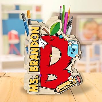 Personalized Pencil Holder for Desk, Custom Pencil Holder Teacher Name for Desk Decor, School Pencils Holders for Teachers, Back To School Gifts for Teacher Appreciations Gift for Women