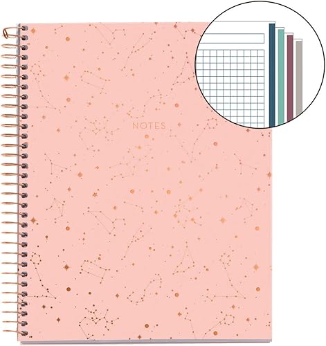 Miniatura 2 de Miquel Rius M Fashion - Cuaderno de 4 temas en espiral, rayado A5-8.25 x 5.87 pulgadas, 120 hojas de papel pesado blanco, sujetos separados por