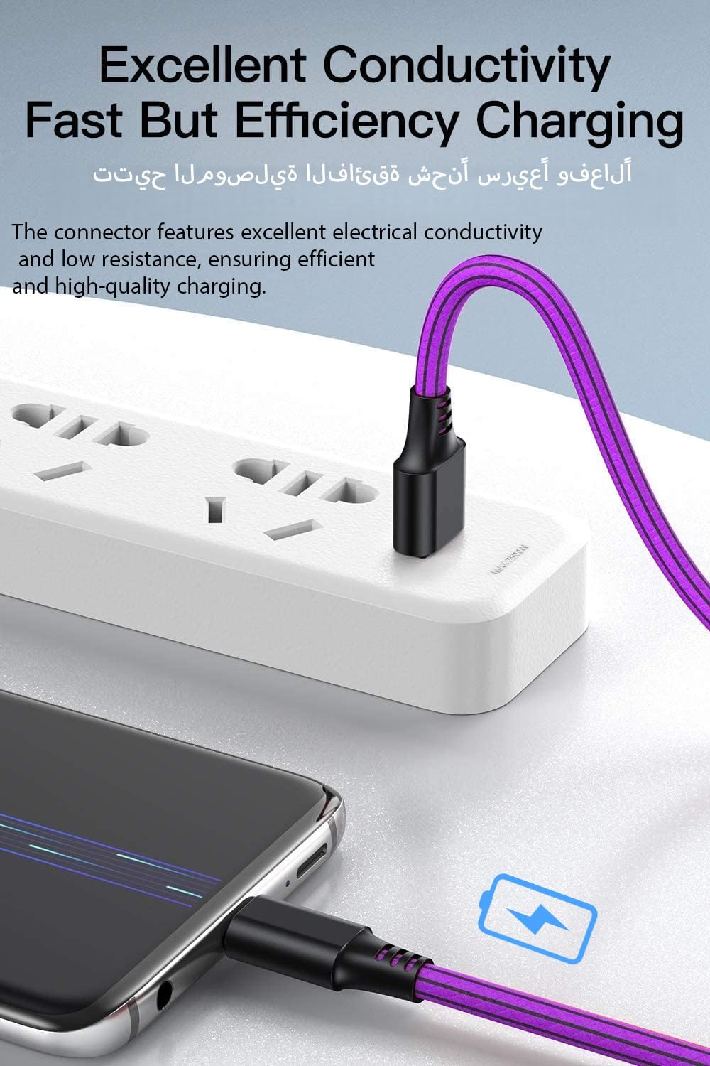 كابل schitec usb من النوع c، 5 حزم كابلات شاحن usb a إلى c p - الصورة 4