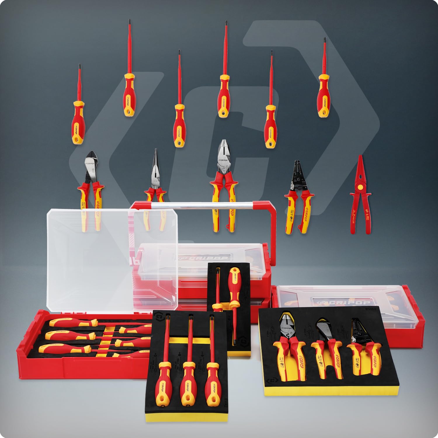 Isoliertes Zangenwerkzeug-Set, 1000 V, isoliertes Elektrowerkzeug-Set mit Abisolierzange, Linienmesser, Seitenschneider, VDE-zertifiziert, 3-teilig