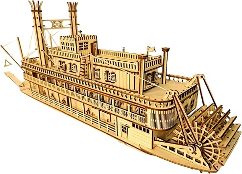 AlgWoodDesign Nehir Gemisi Ahşap Maket Seti 713 Parça – DIY 3D Puzzle Mississippi Buharlı Gemi Koleksiyoner Modeli