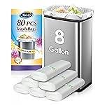 8 Gallon 80 Counts Strong Medium Trash Bags Garbage Bags by Teivio, Bathroom Trash Can Bin Liners, Plastic Bags for home office kitchen, Clear