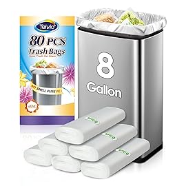 8 Gallon 80 Counts Strong Medium Trash Bags Garbage Bags by Teivio, Bathroom Trash Can Bin Liners, Plastic Bags for home office kitchen, Clear