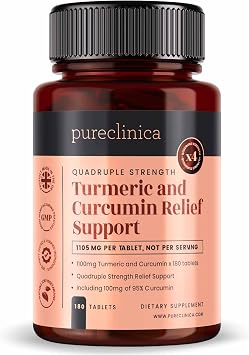 1100mg Turmeric and Curcumin x 180 Tablets - 6 Months Supply - w/95% Curcumin & 5mg Black Pepper Extract