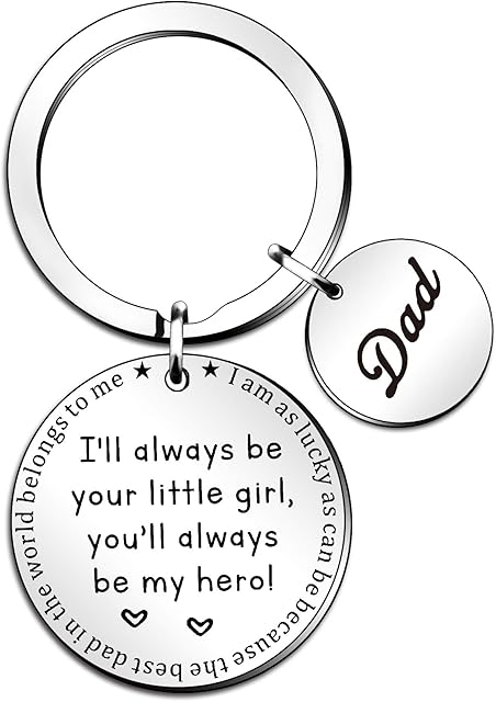 QMVMV Dad keyring Fathers Day Gift from Daughter - I'll Always Be Your Little Girl, You Will Always Be My Hero Keychain