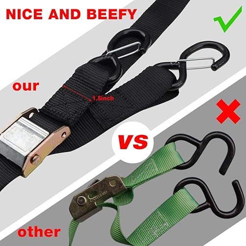 Miniatura 7 de XSTRAP STANDARD Correas de amarre para motocicleta (paquete de 2) resistencia a la rotura de 3,000 libras, juego de amarre Cambuckle de 8 pies con