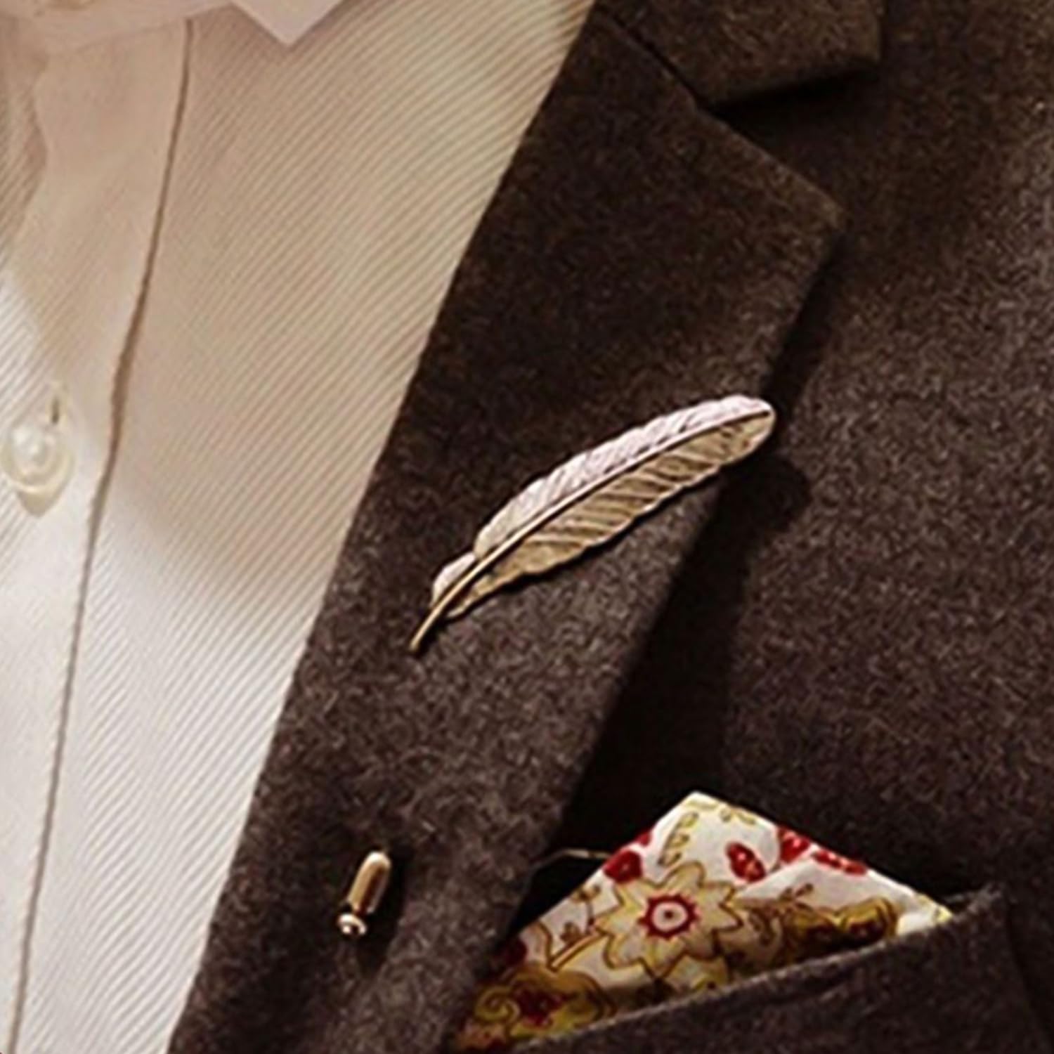2 Leafy Lapel Pins/Wedding Brooches for Him (CO1105626G)