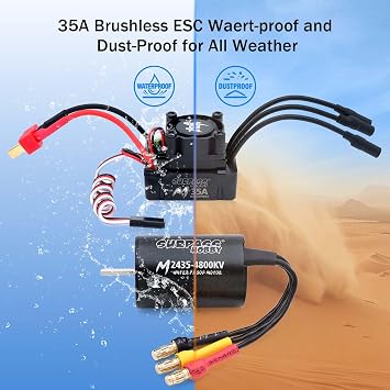 SurpassHobby RCブラシレスモーター ESCコンボ 防水 2435 4800KV ブラシレスモーターと35A ESCコンボセット 1/16リモートコントロールカー トラック オフロード車用