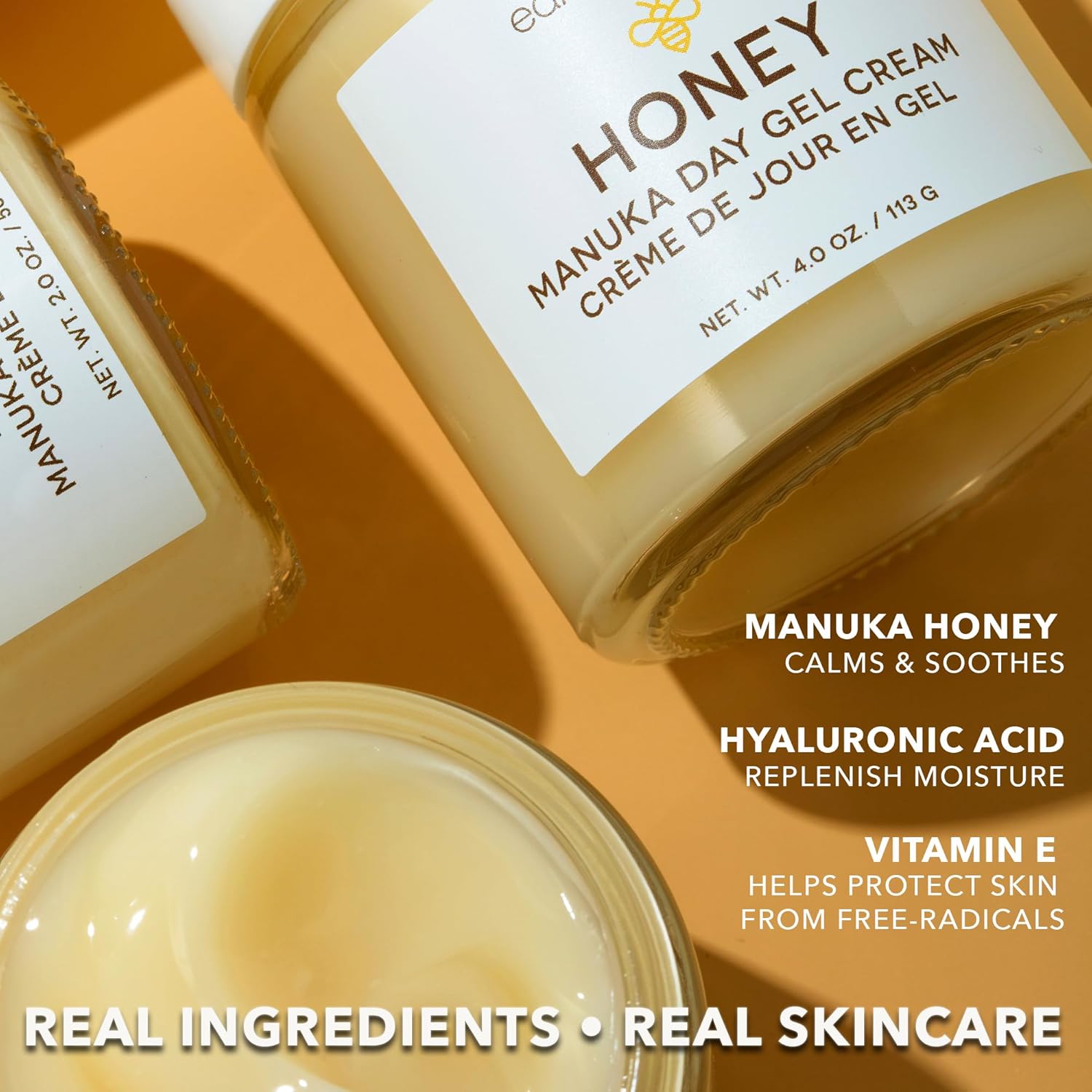 Earth To Skin Honey Manuka Day Gel Cream – Lightweight Face Moisturizer with Hyaluronic Acid & Vitamin E – 4.0 fl oz - Image 3
