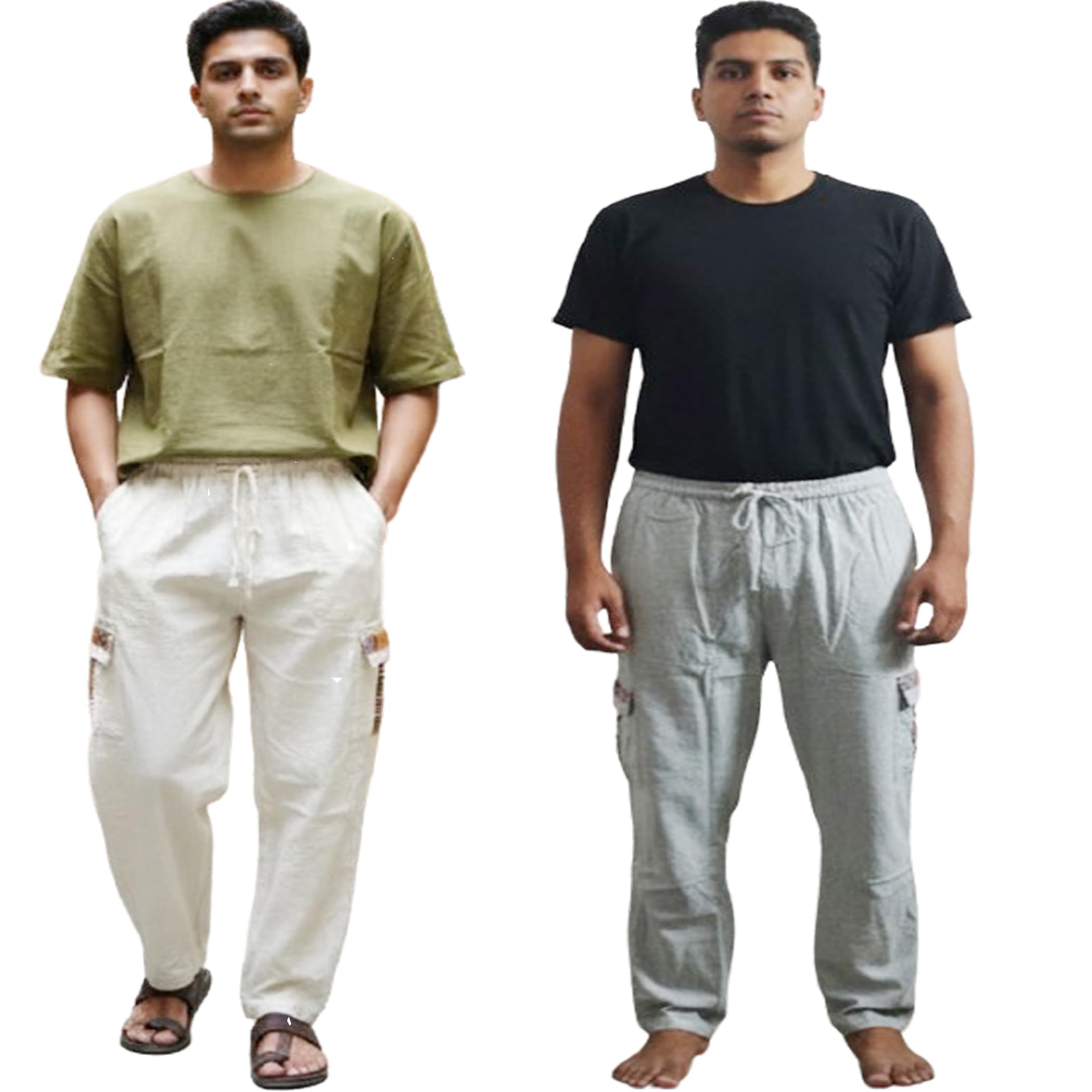 ukal 2 Pcs One Size 4 Pocket Men's Eco-Friendly Cotton Round Elastic Lounge Bottom wear Pajama Resort Pant | Fits Waist Size 28 to 36 Inches-picture-23