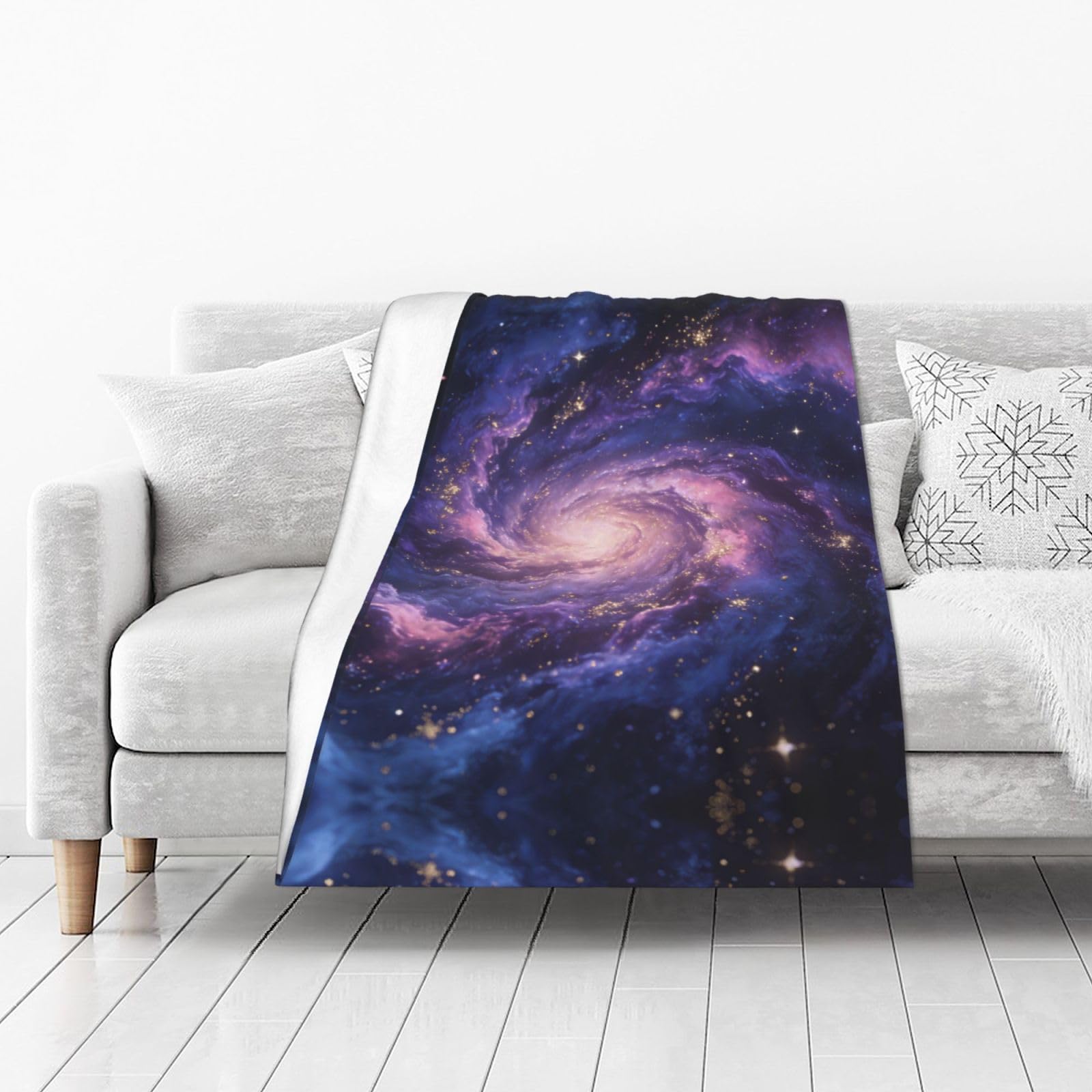 DUYIOKH Purple Starry Sky Print Thick Throw Blanket, Blanket for Couch Bed Warm Travel Blanket for Camping Movie Night