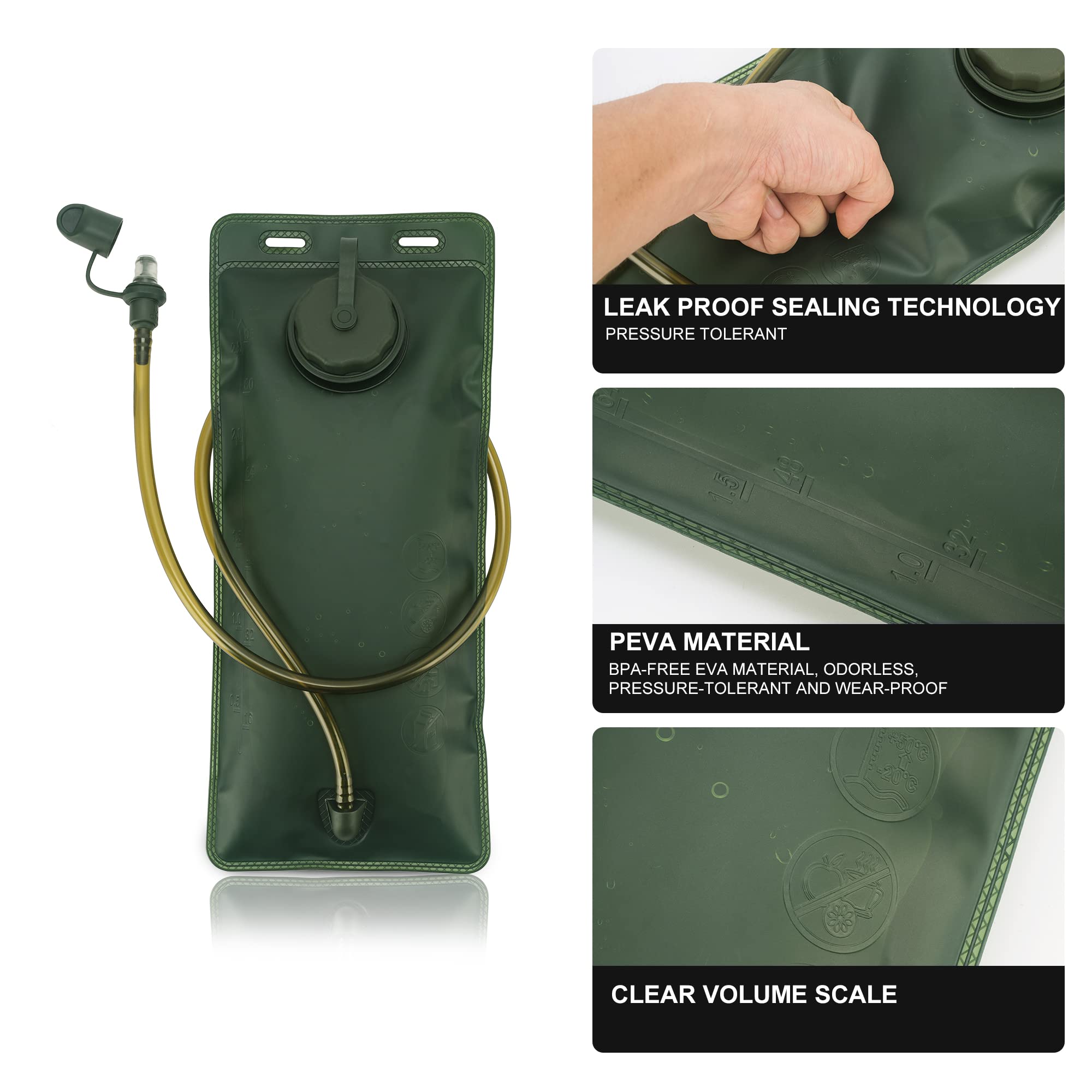 Mardingtop Trinkblase 2.5L Wasserblase Outdoor Wasserbeutel Militär Qualität Wasserreservoir Ideal für alle Aktivitäten wie Radfahren Wandern Klettern Wasser Rucksack Camping
