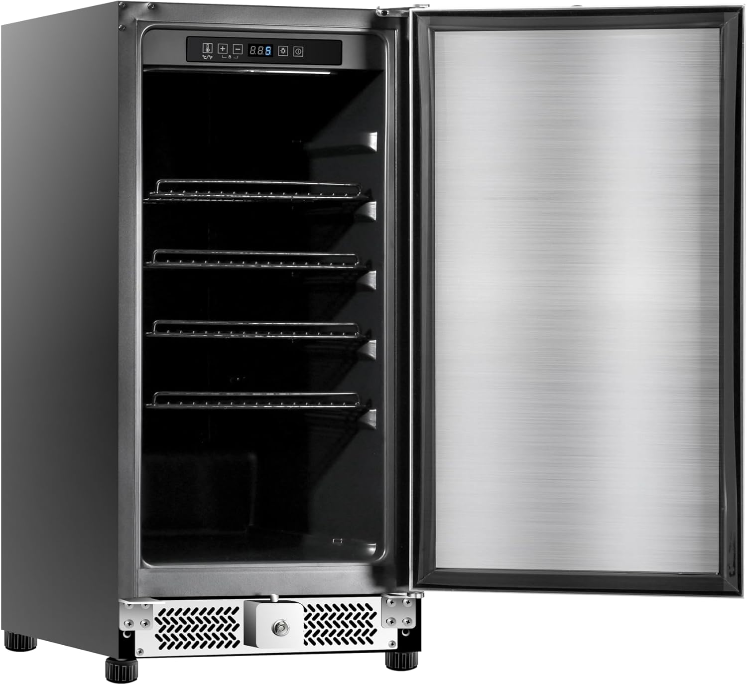 15 inch Outdoor Beverage Refrigerator, Under Counter fridge, 120 Cans Outdoor Wine Cooler with Stainless Steel Finish for Beer, Soda, Freestanding Small Drink Cooler