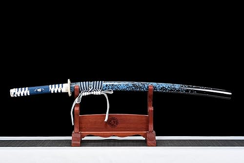 Miniatura 2 de JIHPEN sword, Katana de espiga completa de 41 pulgadas, espada samurai hecha a mano, auténtica espada japonesa T10 de arcilla plegada, espadas