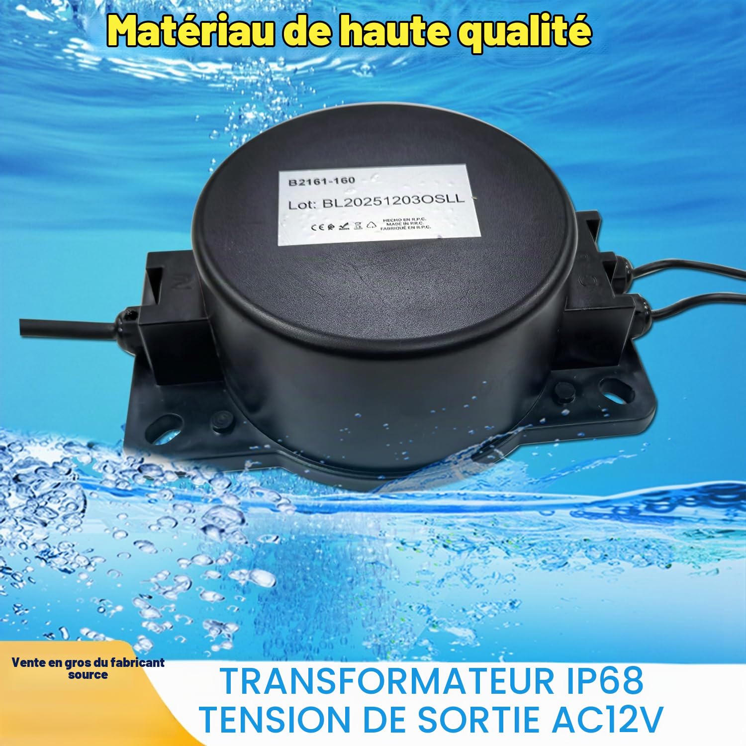 BARCELONA LED Transformateur 160W AC220V vers AC12V IP67 Étanche pour Éclairage LED Piscine Alimentation 12V AC Projecteurs Piscine Submersibles Fontaine Bassin Jardin