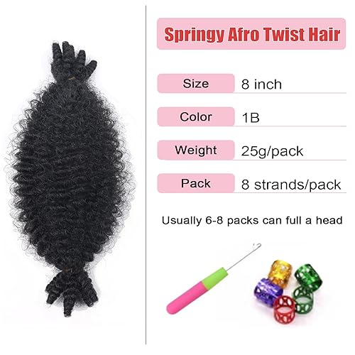 Miniatura 2 de 7 paquetes de cabello trenzado Marley Twist de 8 pulgadas, cabello afro trenzado preseparado para extensiones rizadas sintéticas de primavera