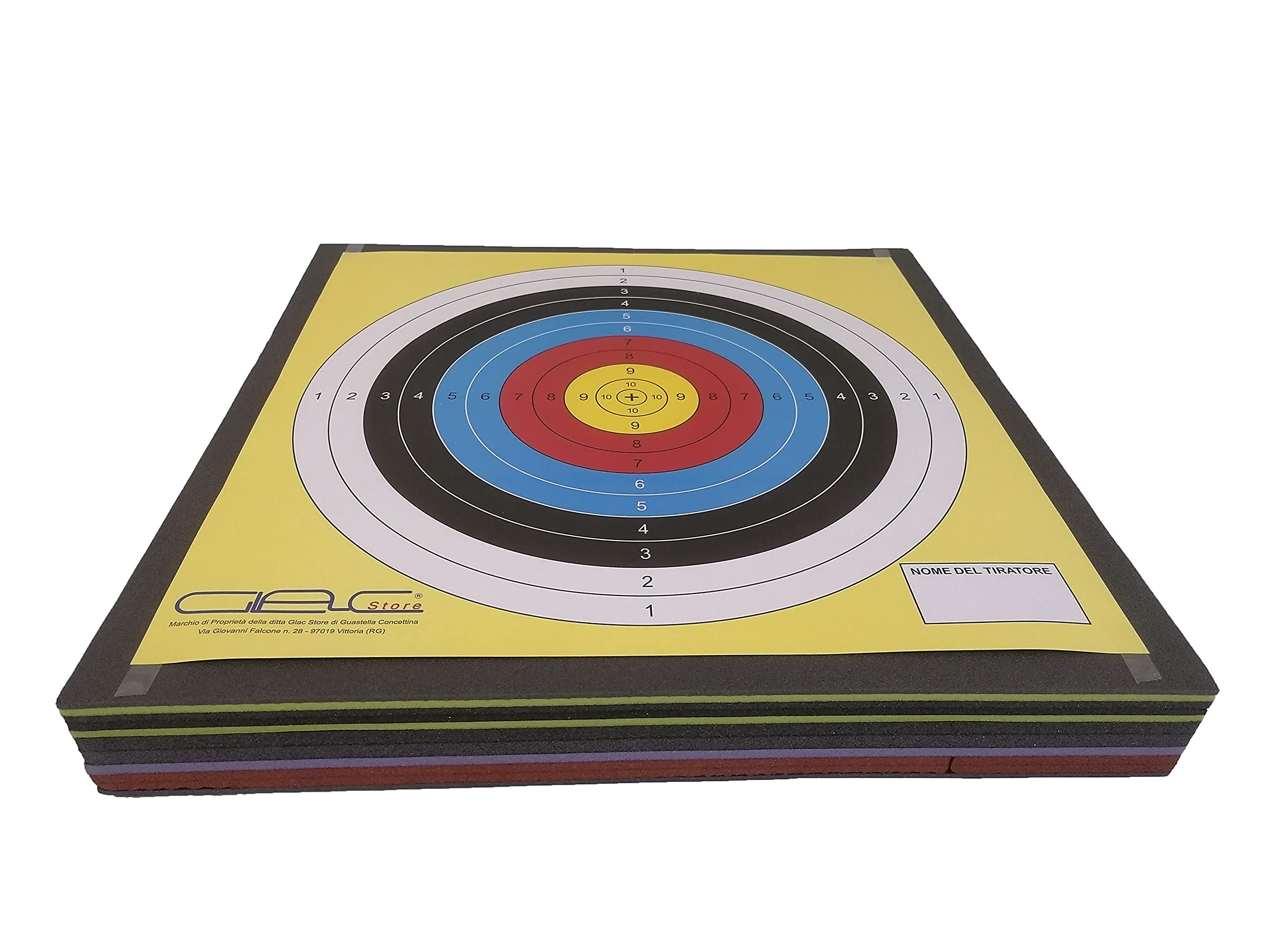 Target Cible Flèche Batti Flèche en mousse 60 x 60 x 7,5 cm Noir Tir à l'Arc et 5 Cibles Target Grande en Papier avec Nom Tireur