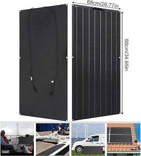Miniatura 5 de Kit de panel solar flexible de 100 W, paneles solares monocristalinos, cargador de batería solar portátil para automóvil, barco, cámper, furgoneta,