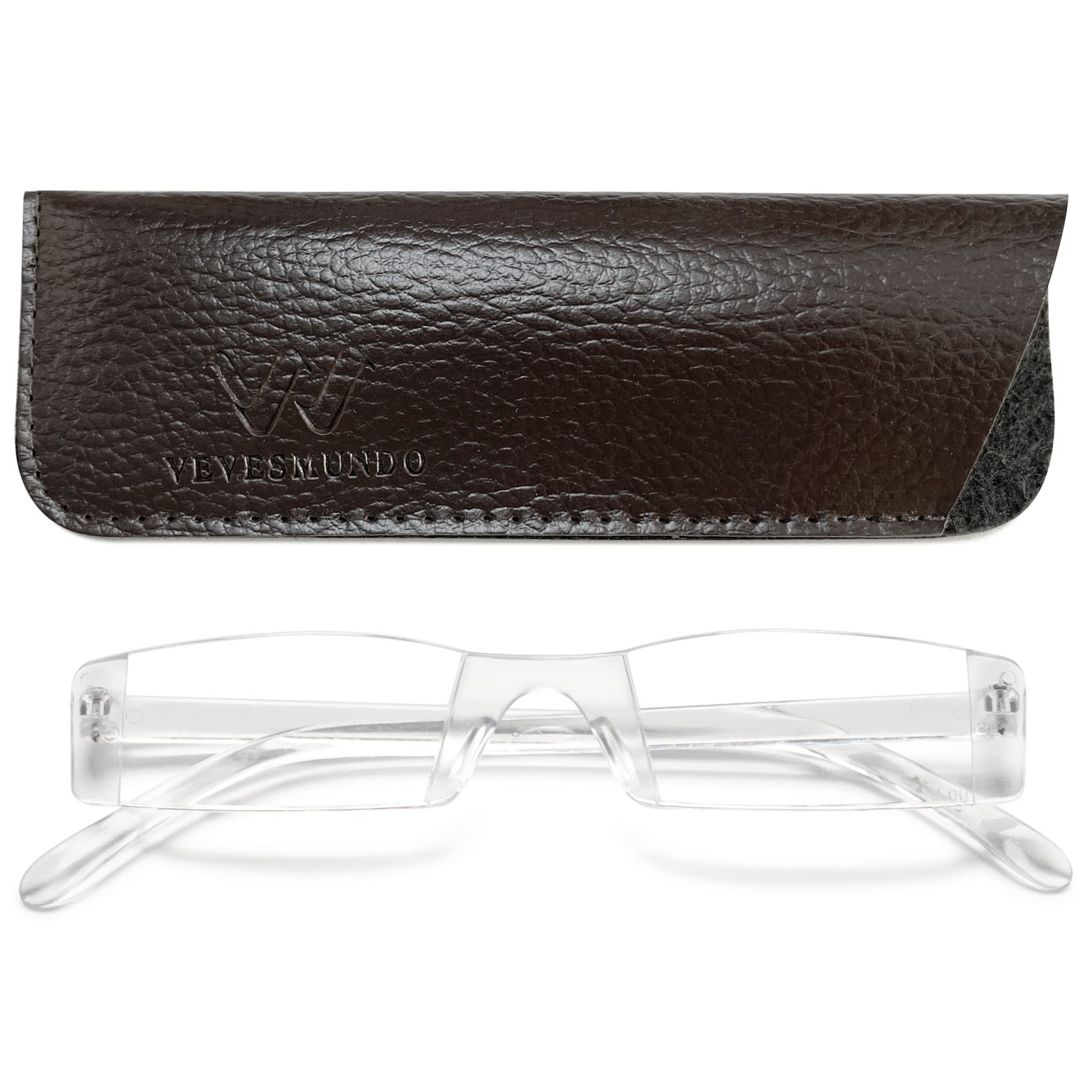 VEVESMUNDO Transparentes Gafas de Lectura Hombre Mujer Sin Montura Vista Calidad Ligero Leer Graduadas Trabajo Presbicia Gafas 1.0 1.5 2.0 2.5 3.0 3.5 4.0