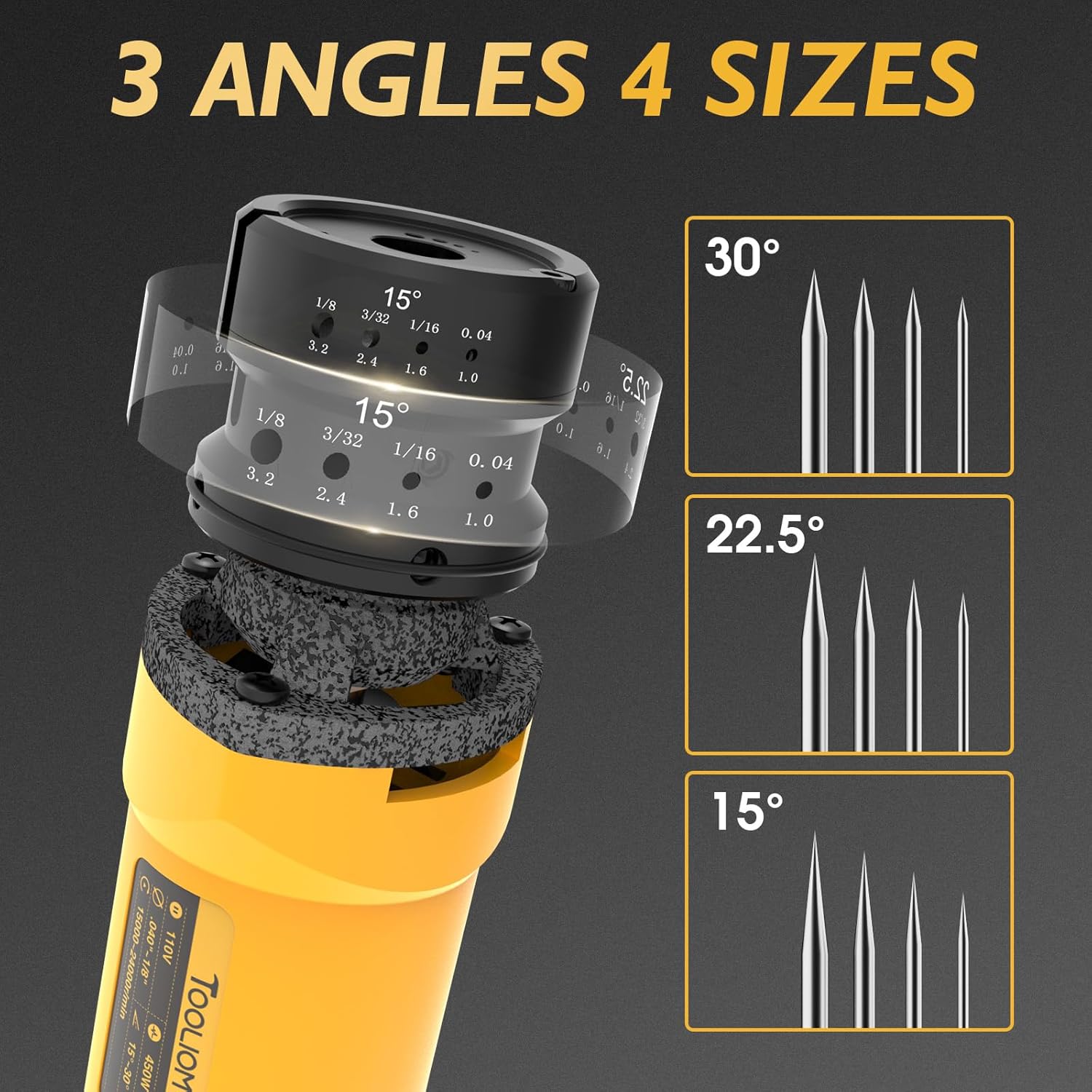 TOOLIOM 110V Tungsten Electrode Sharpener for TIG Welding with Dust Shield,4-Size & 3-Angle Handheld Electrode Tungsten Grinder,TIG Welding Rotary Tool with Flat Grinding Block, Cut-Off Slot