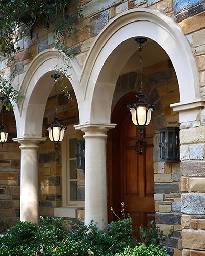 Miniatura 4 de Lámpara colgante de techo impermeable estilo rústico victoriano E26 para exteriores, lámpara de araña impermeable para exteriores, corredor europeo