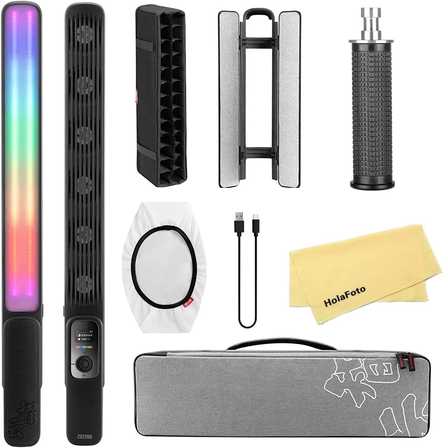 FIVERAY F100 100W RGB Handheld LED Video Light Wand Stick Photography Light 2700K~6200K Adjustable for Photographic Studio,Video Conferencing,Interview,Live Streaming,Vlogging,Close-up portrait