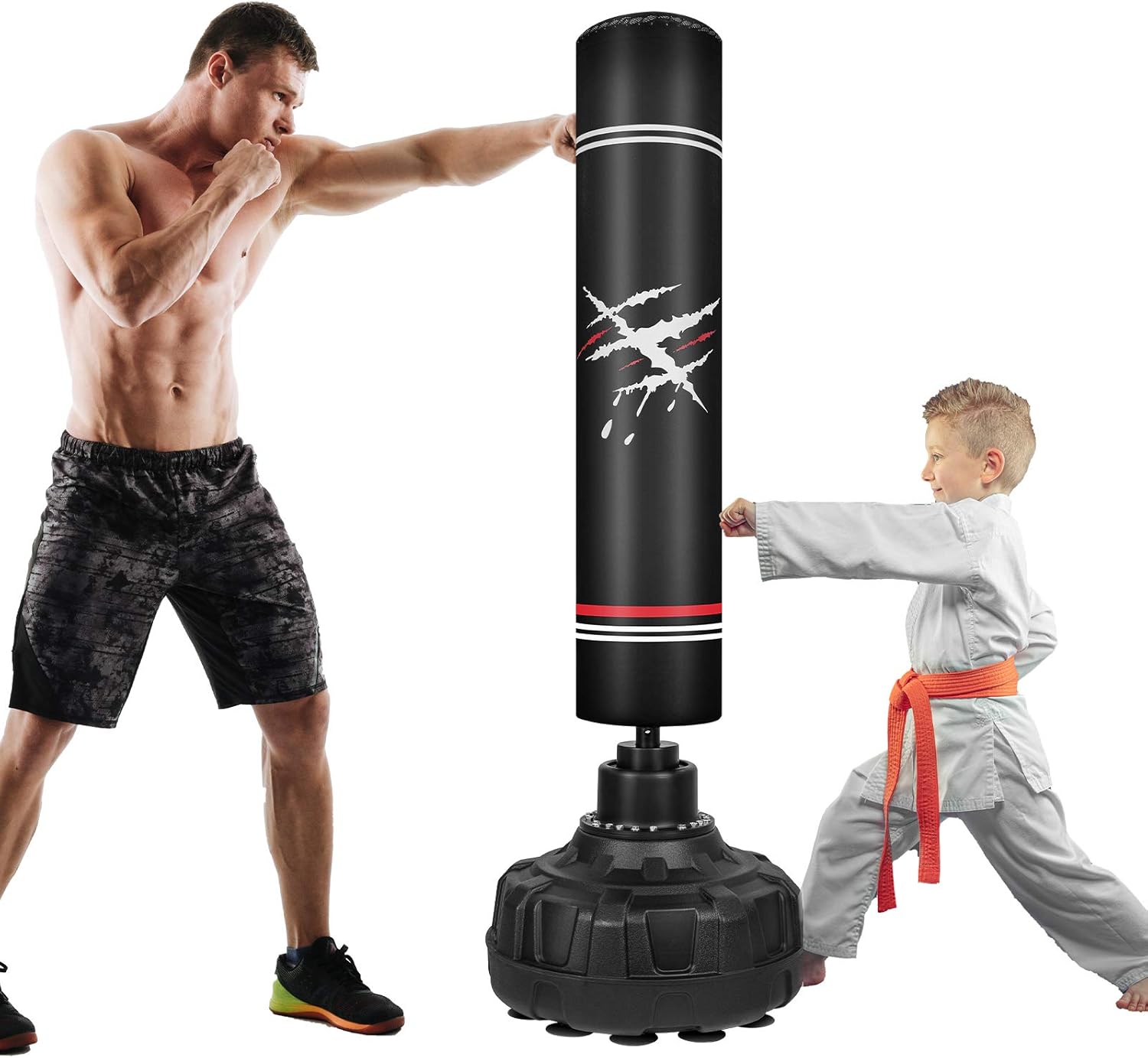 BAHOM 253LBS Standing Punching Bag with 12 Suction Cup Base,Professional 69” Freestanding Kickboxing Heavy Bag for Adults Teenager Youth at Home, Gym, Office : Sports & Outdoors