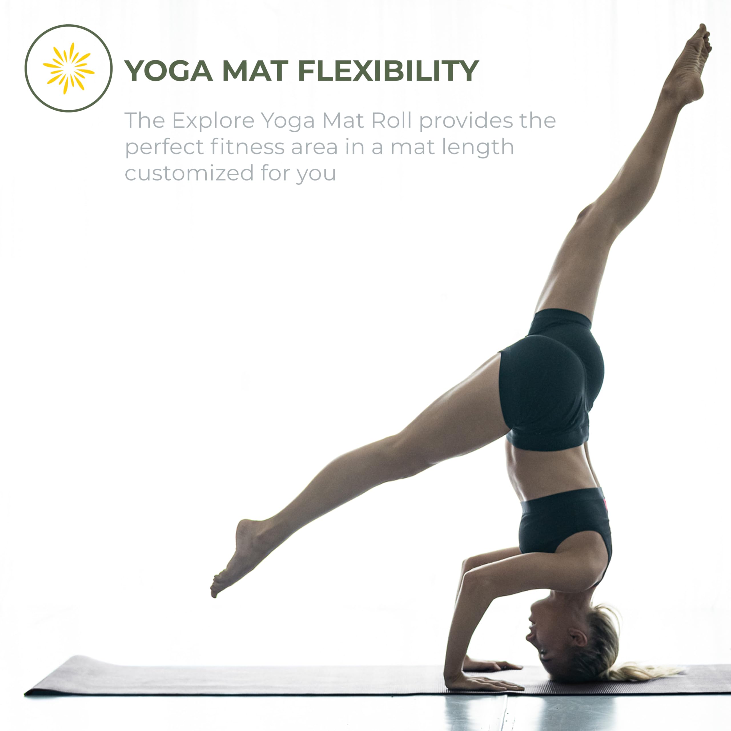 Explore - Rollo de esterilla de yoga, 24 pulgadas x 100 pies, tapete de ejercicio de 4 mm de grosor, antideslizante, para entrenamiento en casa y fitness, antidesgarros, corta hasta 17