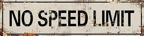 AWISZZZ Letreros Sin Límite de Velocidad Reproducción Vintage Divertidos Garaje Cueva de Hombre Letrero de Metal Accesorios para Puerta Decoración