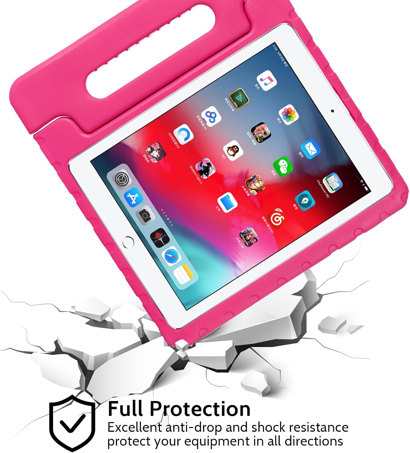 Dteck Kids Case for iPad Pro 12.9 inch 2022/2021/2020/2018 with Pencil Holder, Shockproof Rugged EVA Handle Stand Child Proof Kids Case for Apple iPad Pro 12.9 inch 6th/5th/4th/3rd Generation,Rose