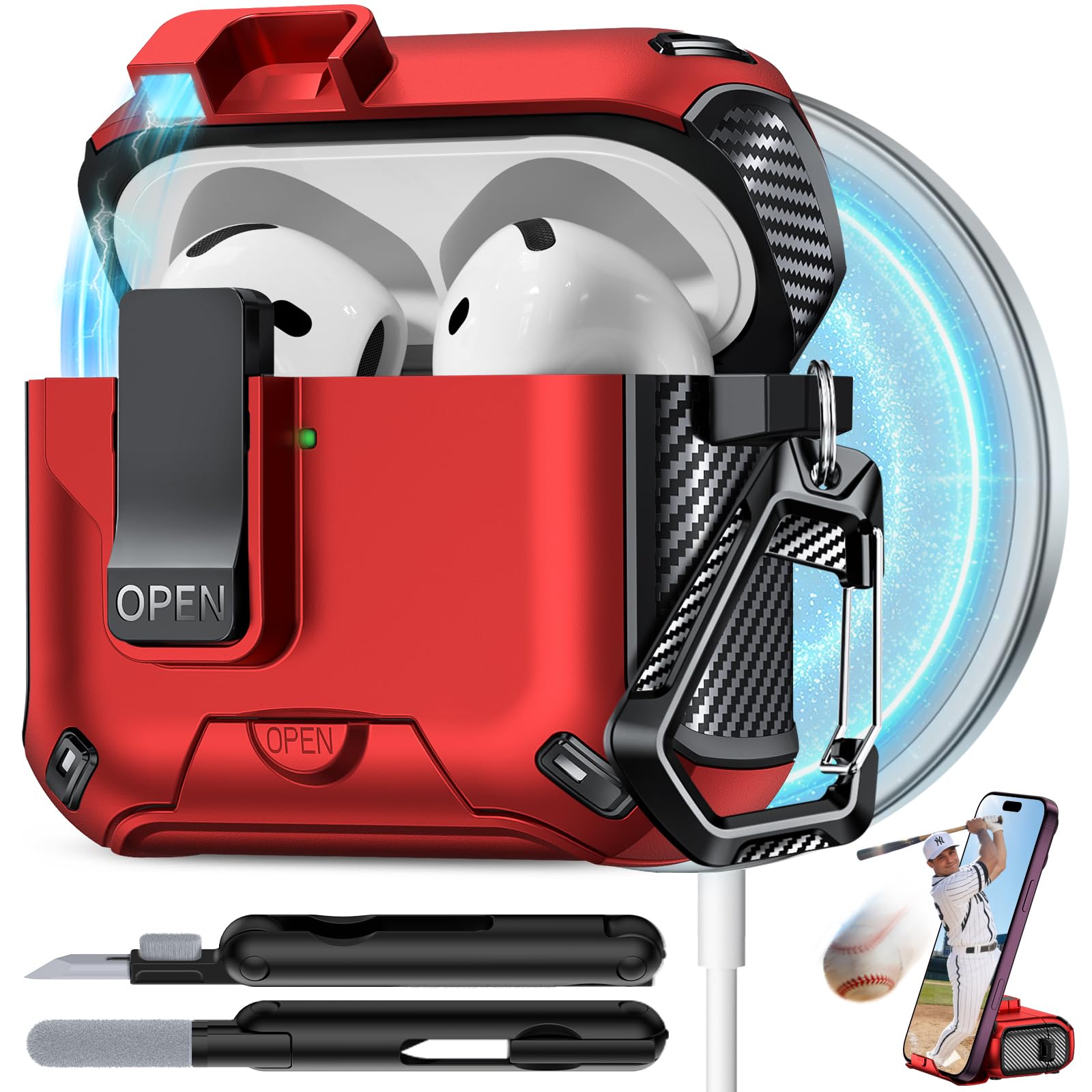 for AirPods 4 Case with Lock (Red)