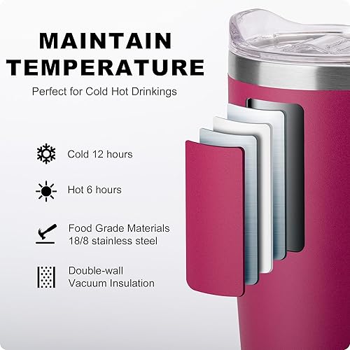 Miniatura 2 de koodee Taza de café de viaje con tapa, taza de café aislada de 20 onzas de acero inoxidable de doble pared para camping, taza de café a prueba de