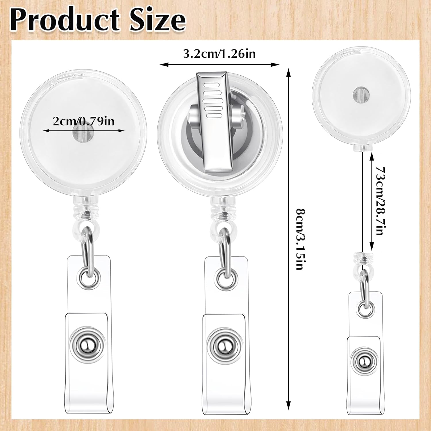50 Pieces Retractable Badge Reels with Swivel Alligator Clip, Badge Reels Holder Badge Reel Clips(Translucent Clear) - Image 3