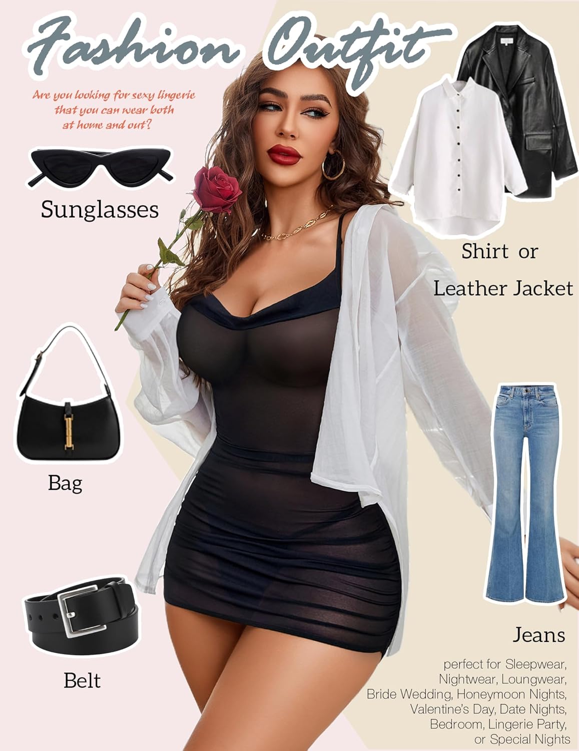 Avidlove Lingerie for Women Sheer Mesh Lingerie Dress Club Outfits Backless Babydoll Chemise - Image 4